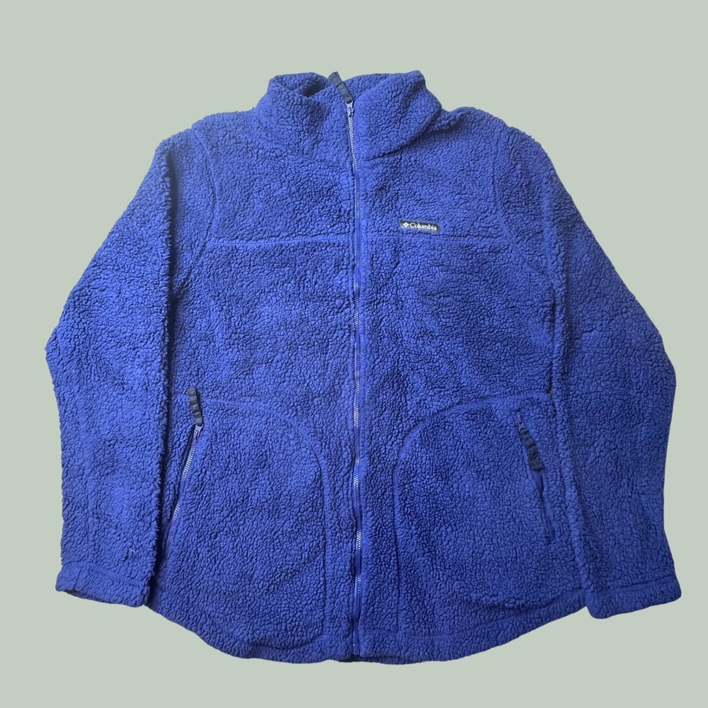 Columbia Jacket Womens Large West Bend Full Zip Blue Sherpa Fleece XL0967